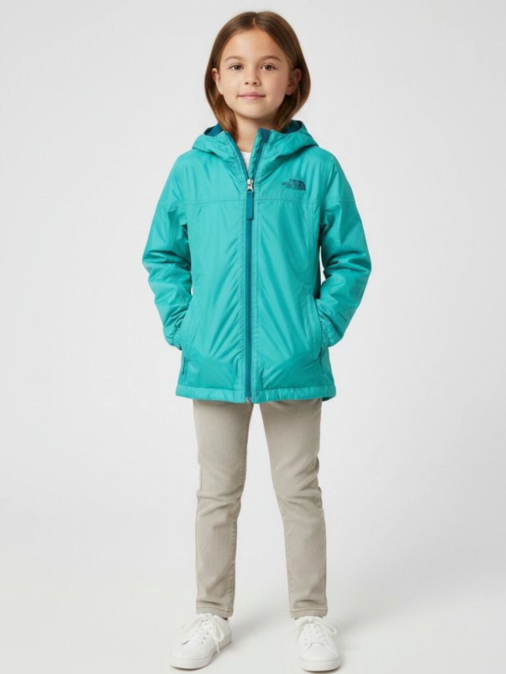 The North Face Dryvent Hooded Jacket 2 Layers with Fleece Teal Green S Small 7/8